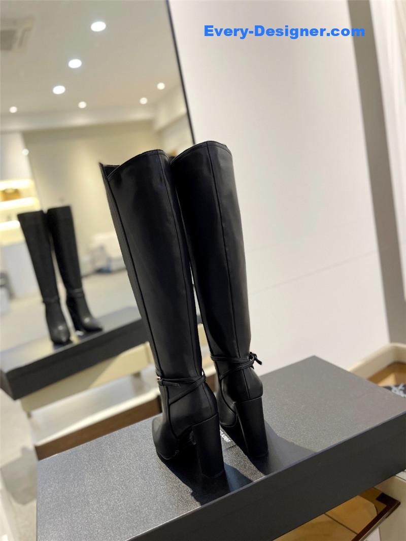 Sa1nt Lau*nt leather knee-high boots