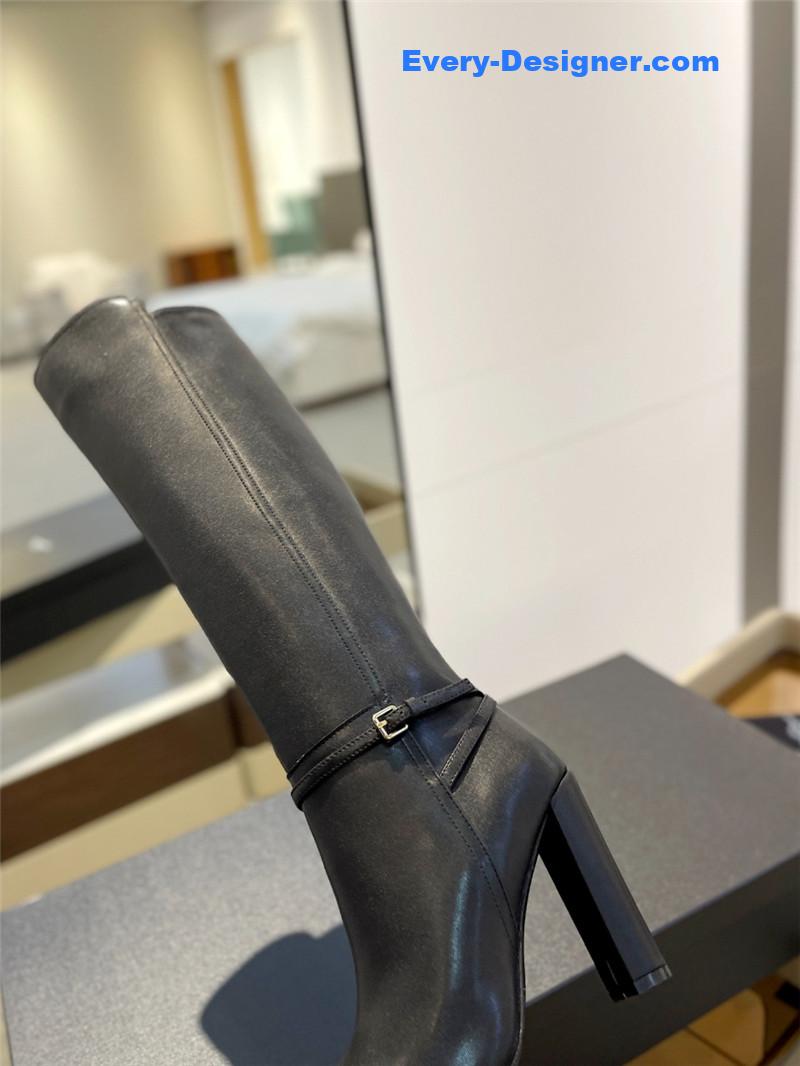 Sa1nt Lau*nt leather knee-high boots