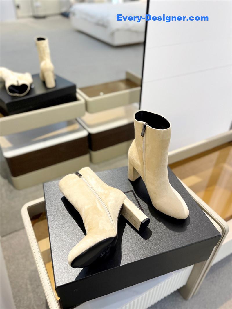 Sa1nt Lau*nt beige heel suede boots