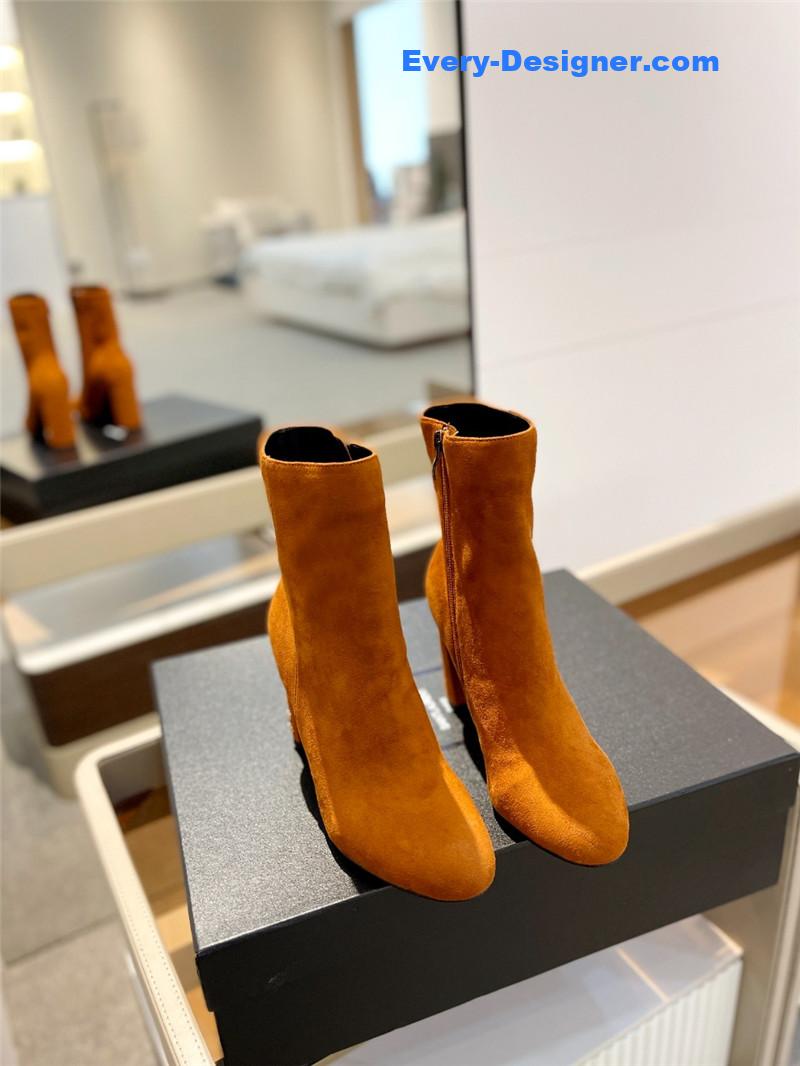 Sa1nt Lau*nt orange heel suede boots