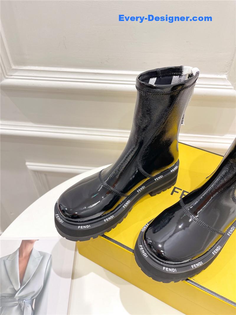 F**di patent leather platform ankle boots