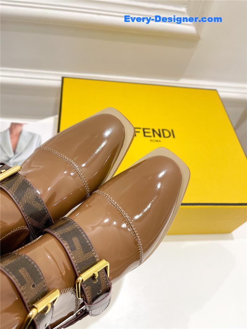 F**di patent leather biker knee-high boots