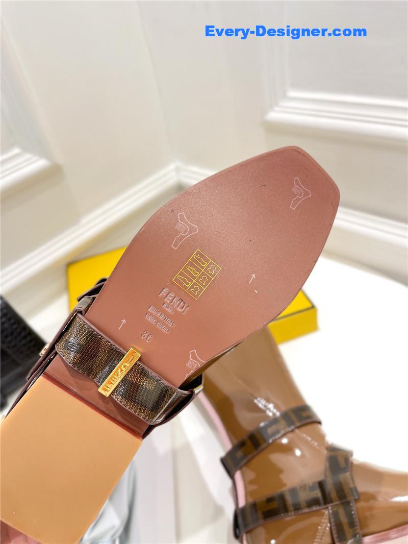 F**di patent leather biker knee-high boots