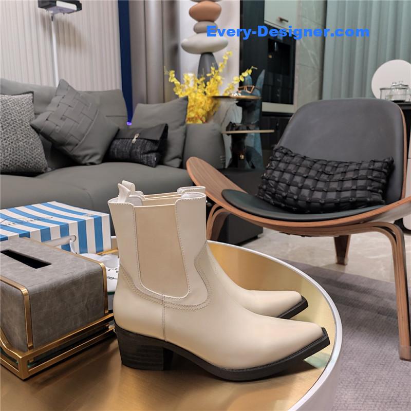 Pra*a beige brushed leather ankle boots