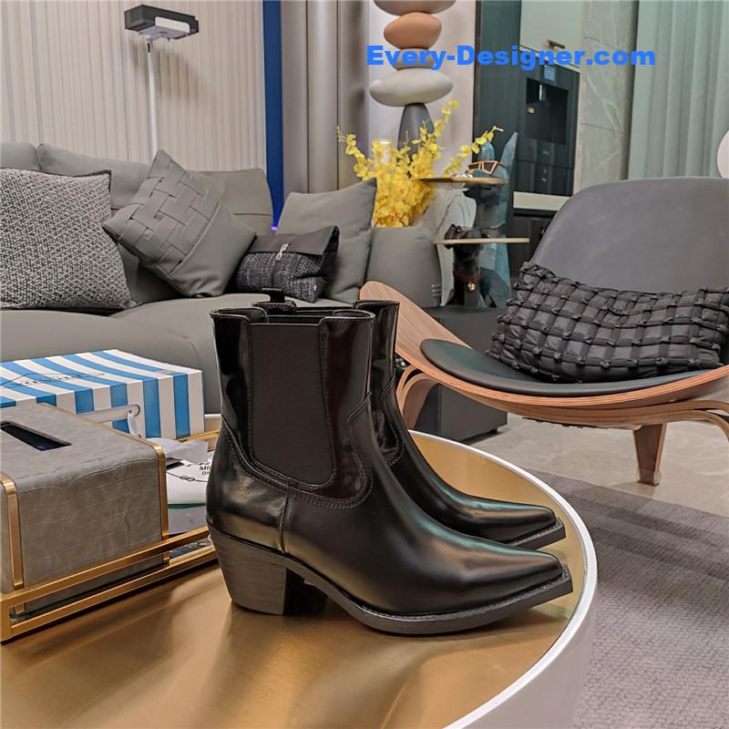 Prada Brushed Leather Ankle Boots