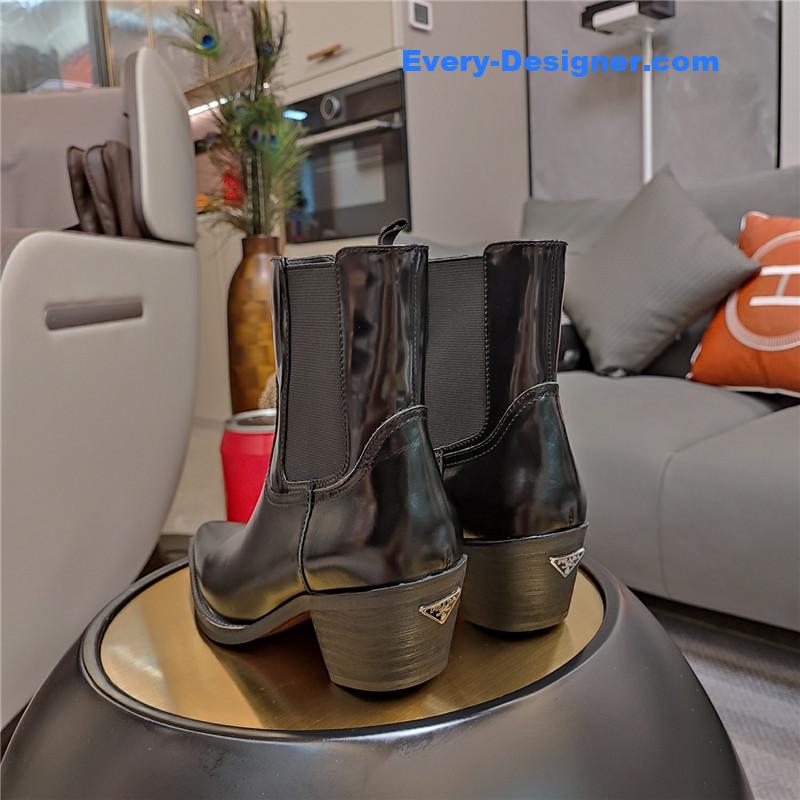 Prada Brushed Leather Ankle Boots