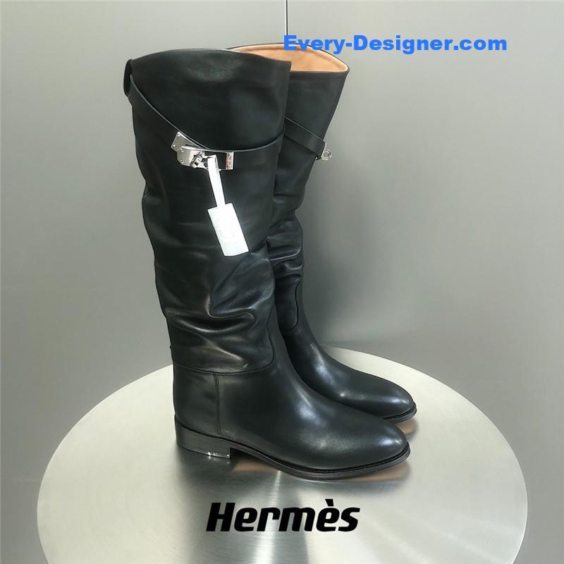 H**me5 black calfskin knee-length boots