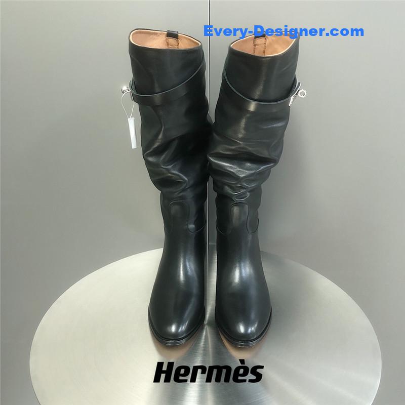 H**me5 black calfskin knee-length boots