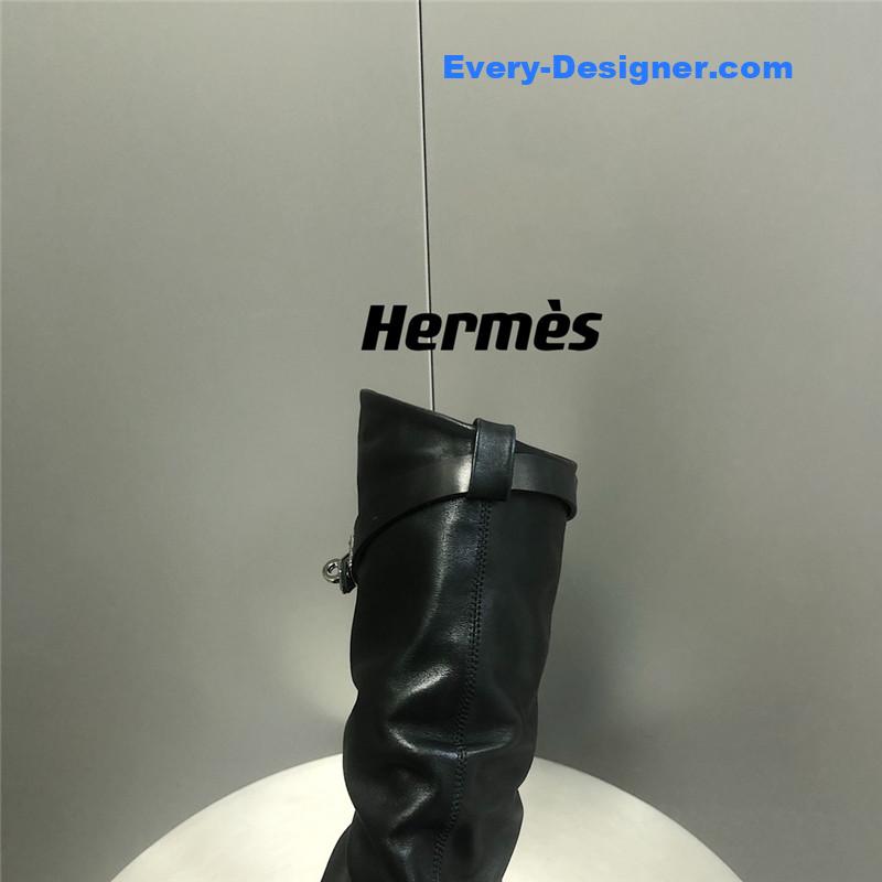 H**me5 black calfskin knee-length boots