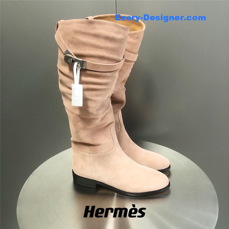 H**me5 pink suede knee-length boots