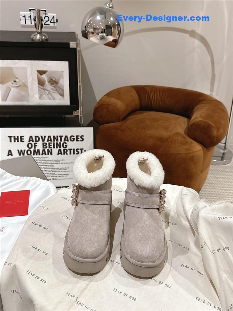 Roger Vivier Viv’ Shearling Suede Winter Boots