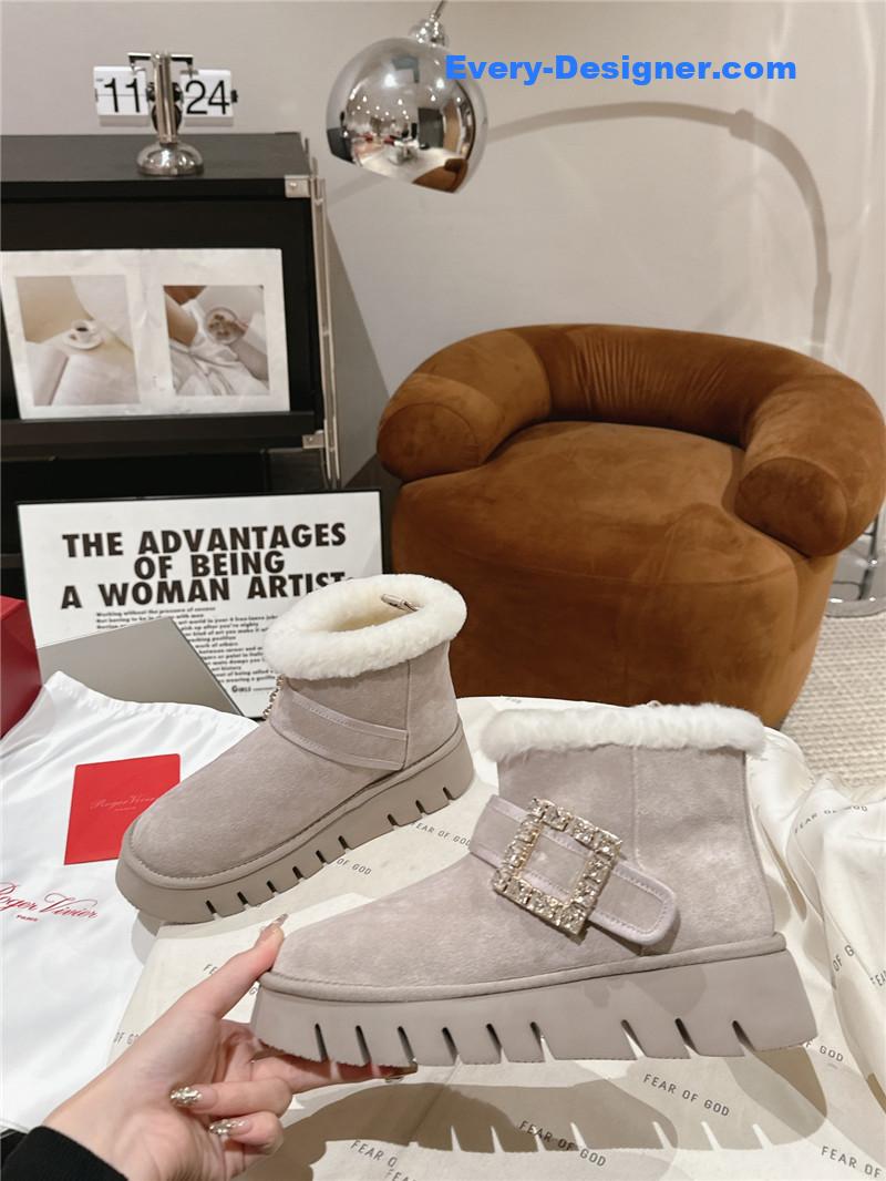 Roger Vivier Viv’ Shearling Suede Winter Boots