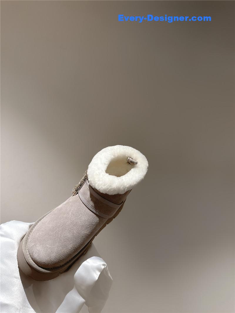 Roger Vivier Viv’ Shearling Suede Winter Boots