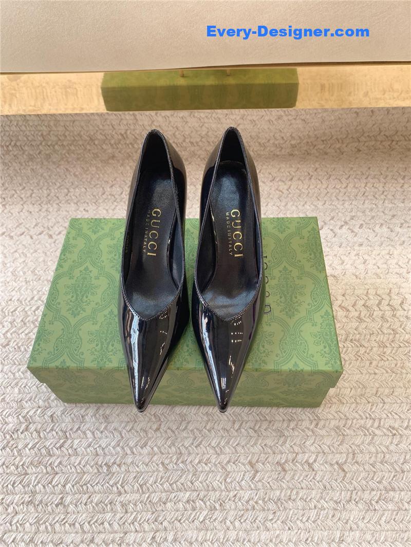 Gvc*1 metal heel pointed toe high heel patent leather shoes