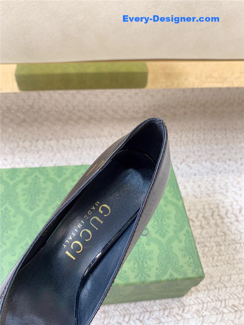 Gvc*1 metal heel pointed toe high heel patent leather shoes