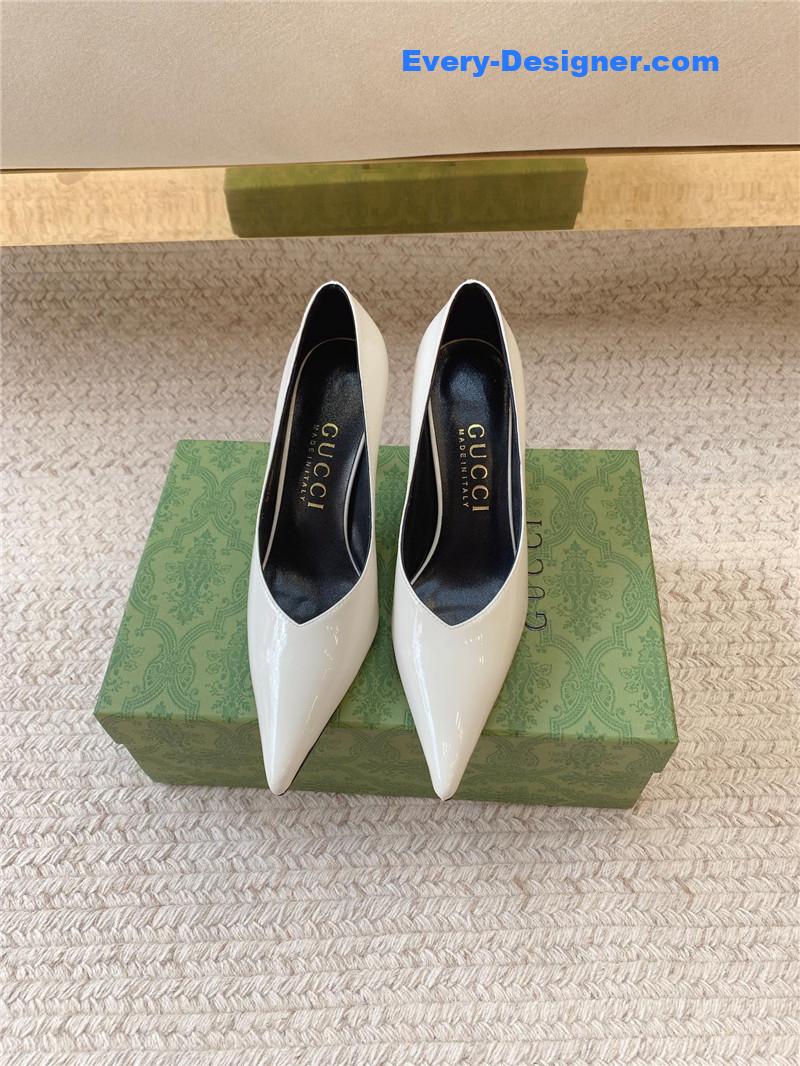 Gvc*1 metal heel pointed toe high heel patent leather shoes