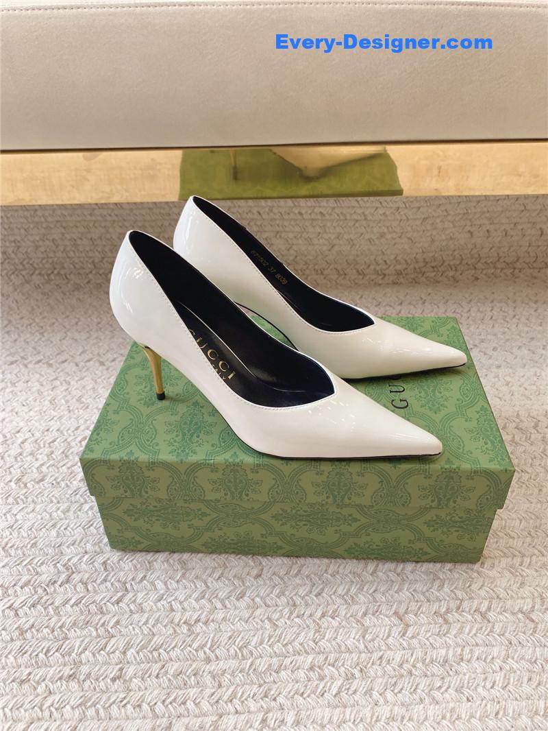 Gvc*1 metal heel pointed toe high heel patent leather shoes
