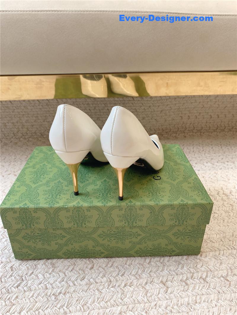 Gvc*1 metal heel pointed toe high heel patent leather shoes