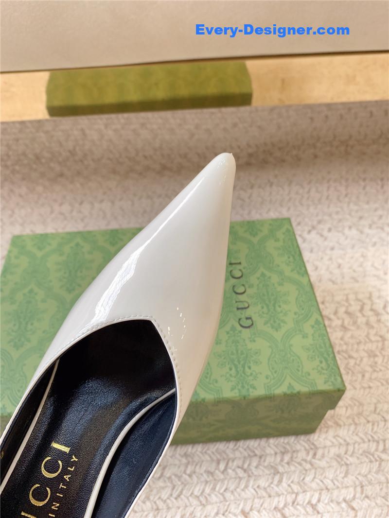 Gvc*1 metal heel pointed toe high heel patent leather shoes