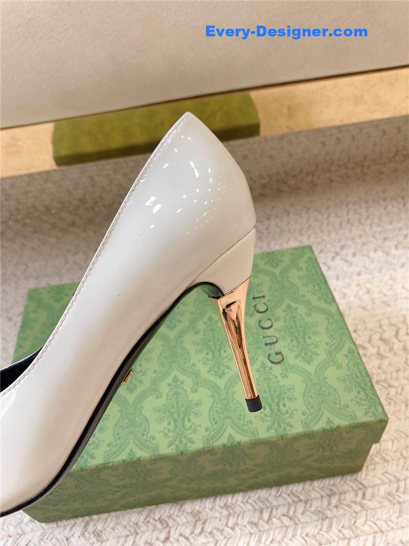 Gvc*1 metal heel pointed toe high heel patent leather shoes