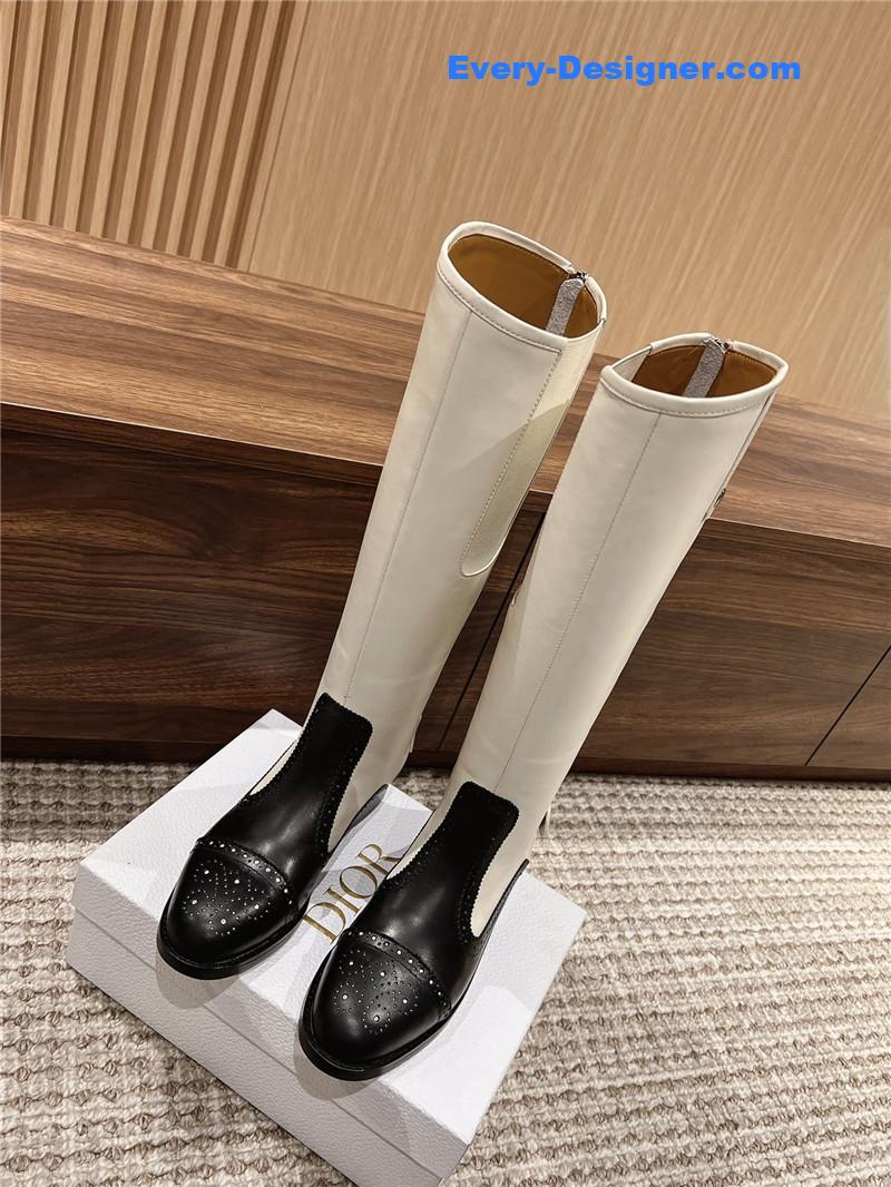 D10r d-folk knee high boots in white black