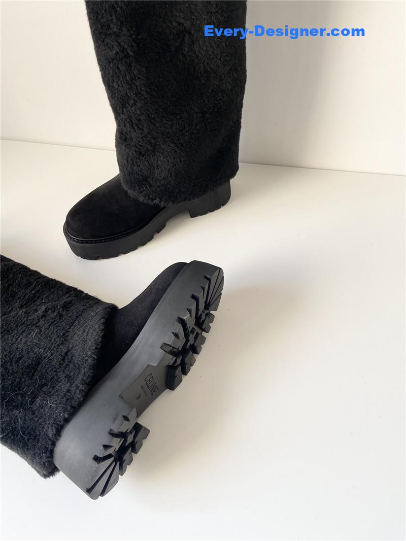 Ce1i*e bulky high boot with triomphe tassels in shearling suede