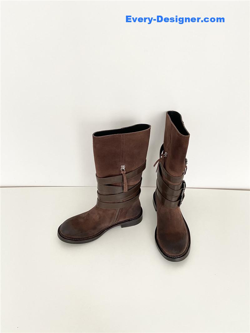 Miu Miu Women’s Motorcycle Suede Leather Boots