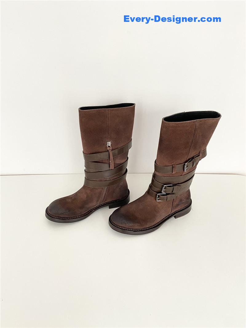 Miu Miu Women’s Motorcycle Suede Leather Boots