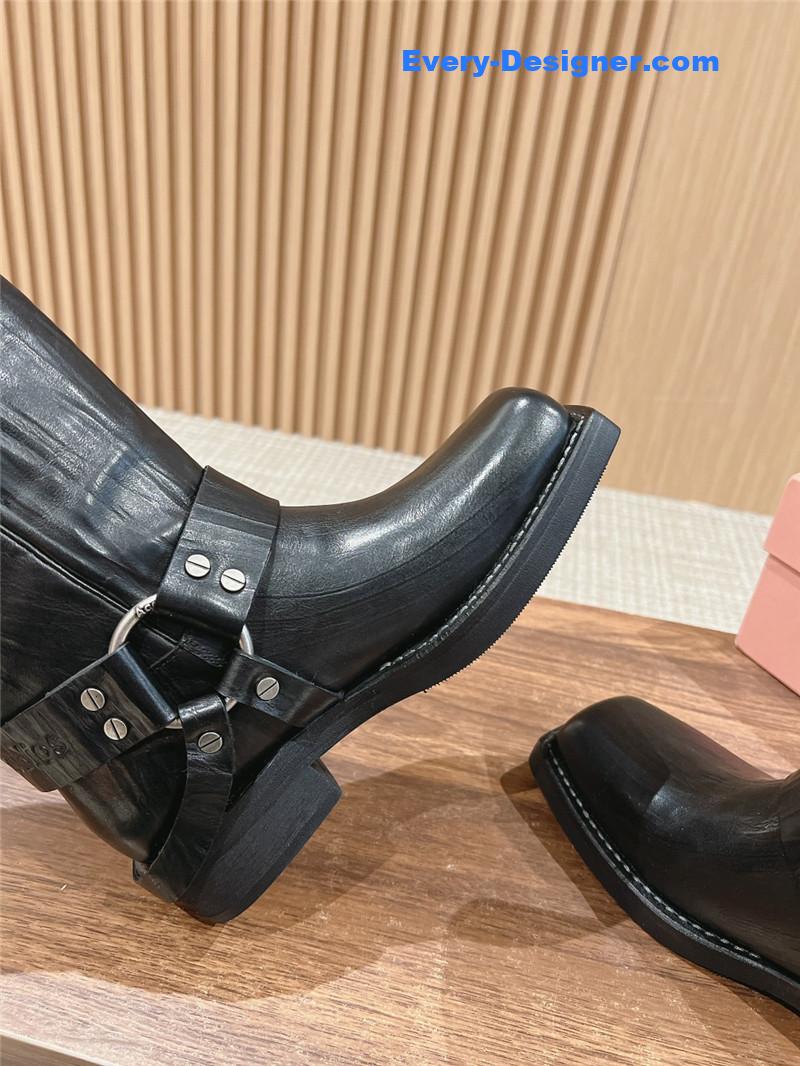 Acne Studios Patent Leather Buckle Ankle Boots