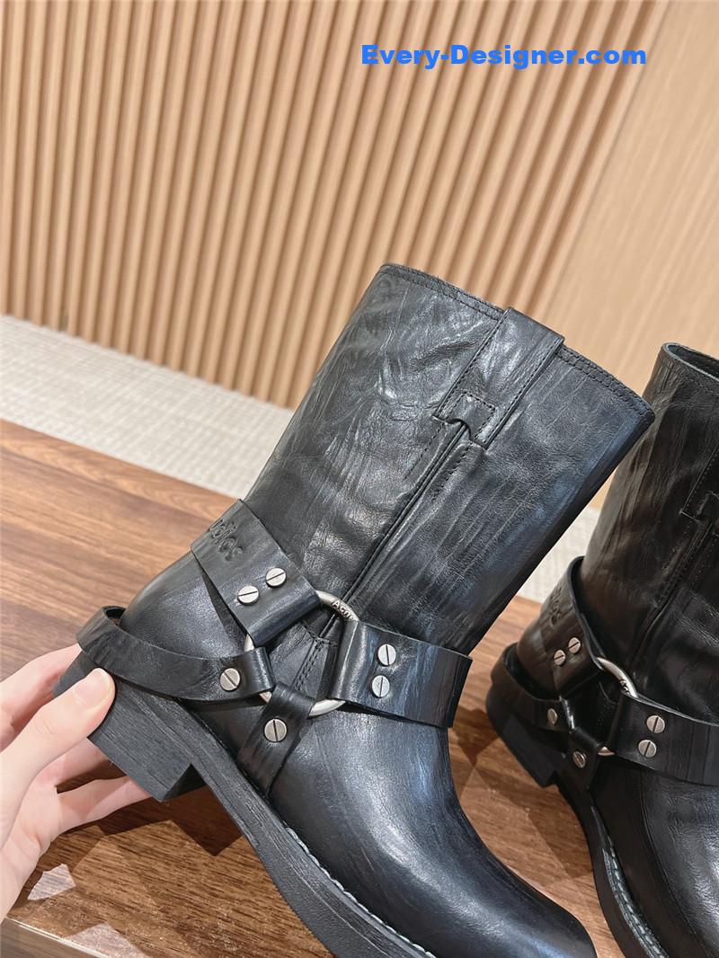 Acne Studios Patent Leather Buckle Ankle Boots