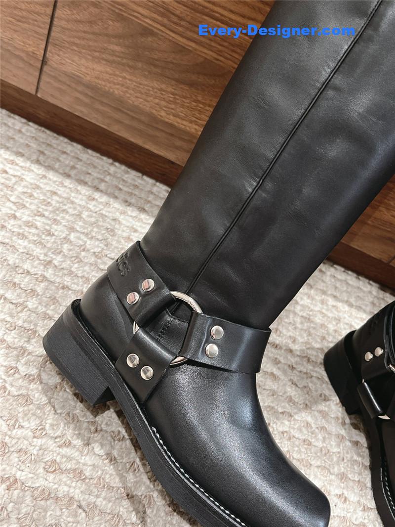 Acne Studios Black Leather Buckle Tall Boots
