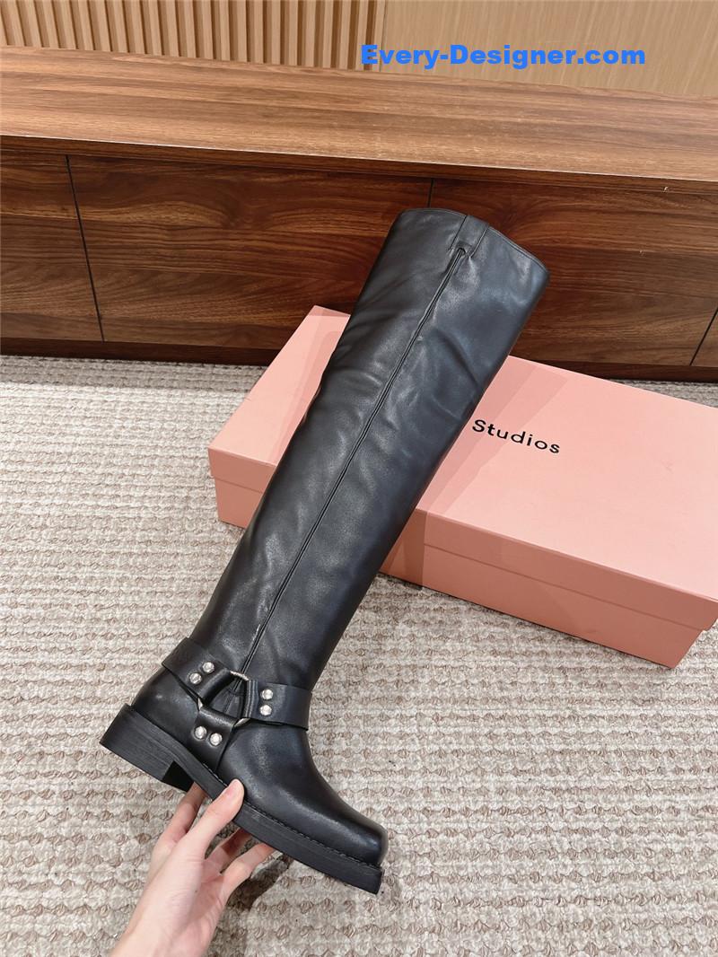 Acne Studios Leather Buckle Over-the-Knee Boots