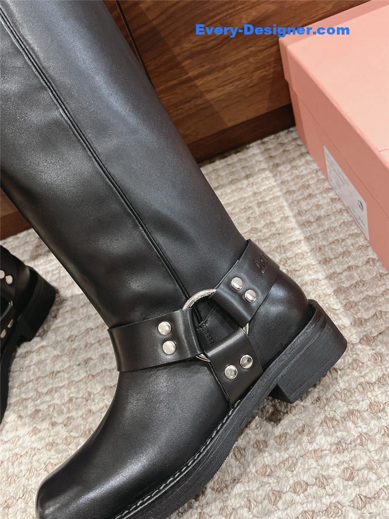 Acne Studios Leather Buckle Over-the-Knee Boots