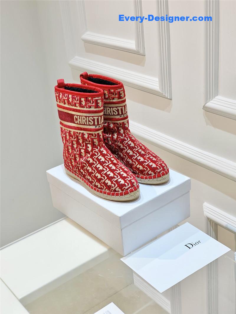 D10r red velvet monogram granville flat espadrille boots