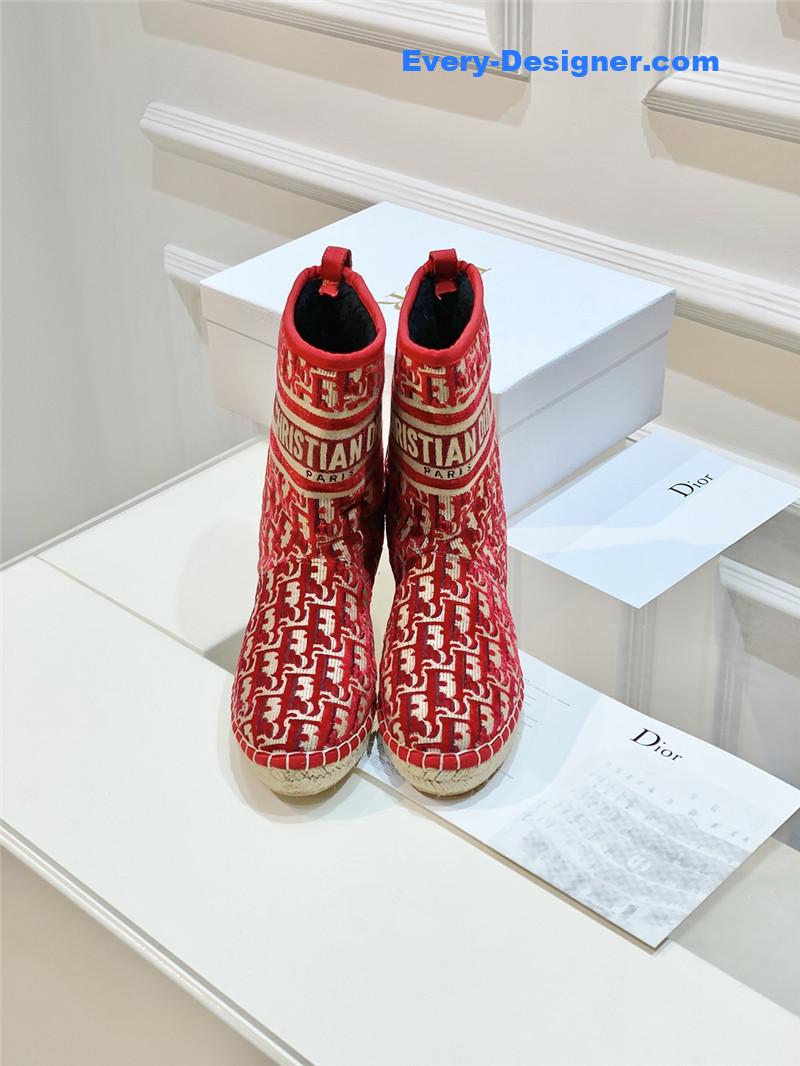 D10r red velvet monogram granville flat espadrille boots