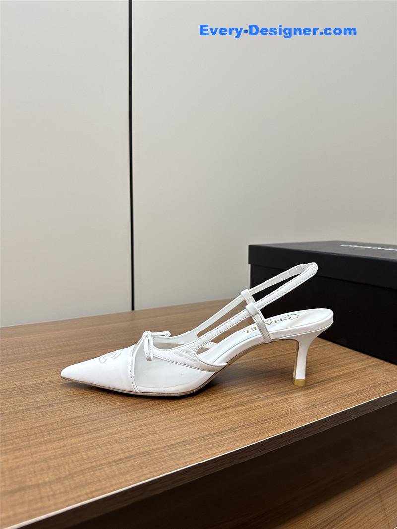 Ch**el pointed bow mesh sexy sandals