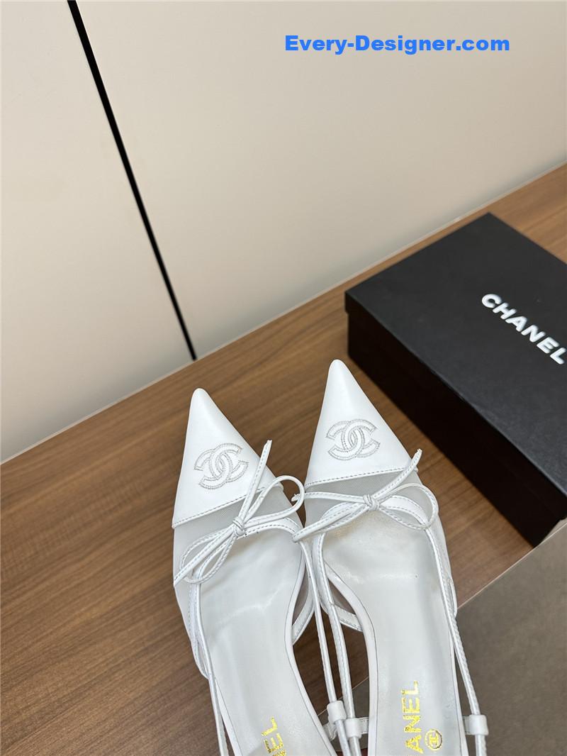 Ch**el pointed bow mesh sexy sandals
