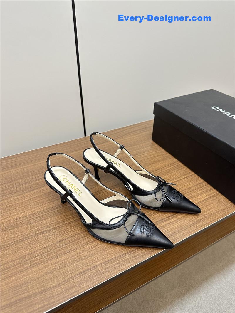 Ch**el pointed bow mesh sexy sandals