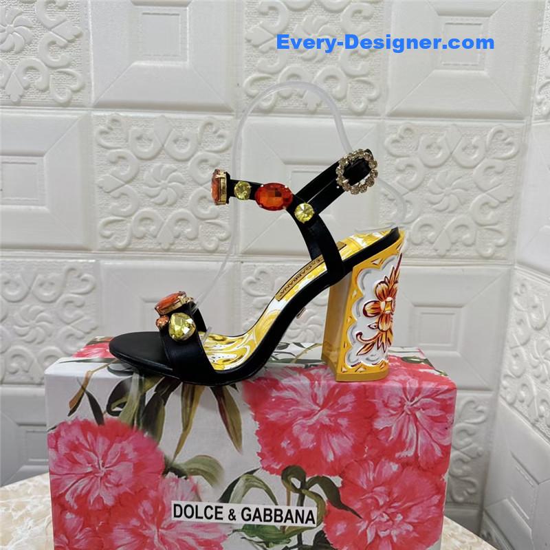 DG stone embellished black Patent painted heel slingbacks