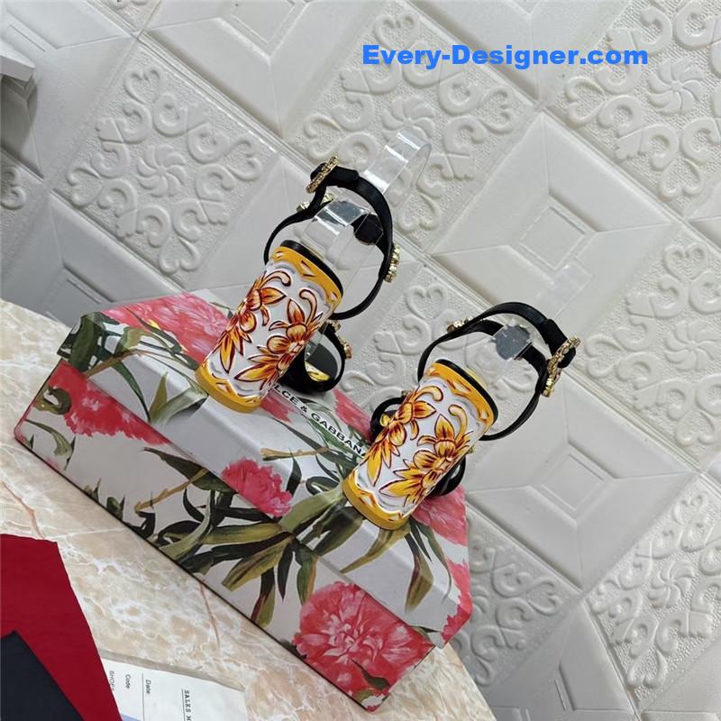 DG stone embellished black Patent painted heel slingbacks