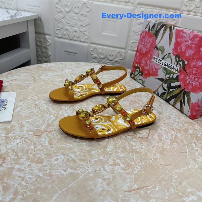 DG Stone Embellished Yellow Pattern Sandals