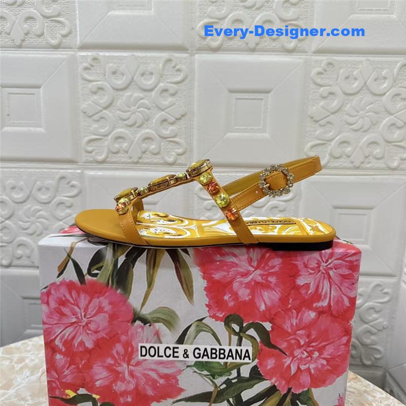 DG Stone Embellished Yellow Pattern Sandals