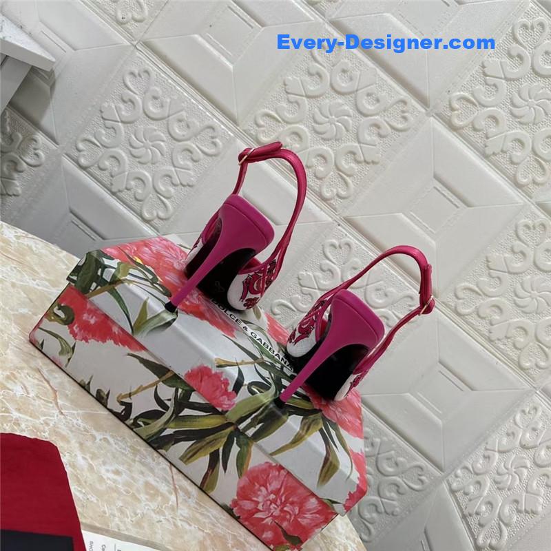 DG Majolica Embroidery Slingbacks 100 Fuchsia and White