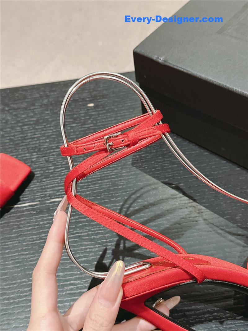 Sa1nt Lau*nt corinne red satin crepe sandals