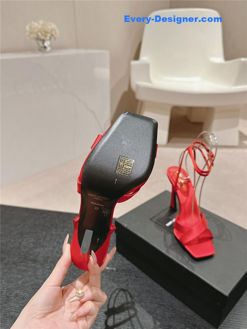Sa1nt Lau*nt corinne red satin crepe sandals