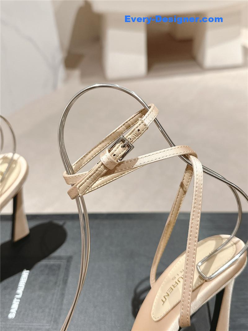 Sa1nt Lau*nt corinne nude satin crepe sandals