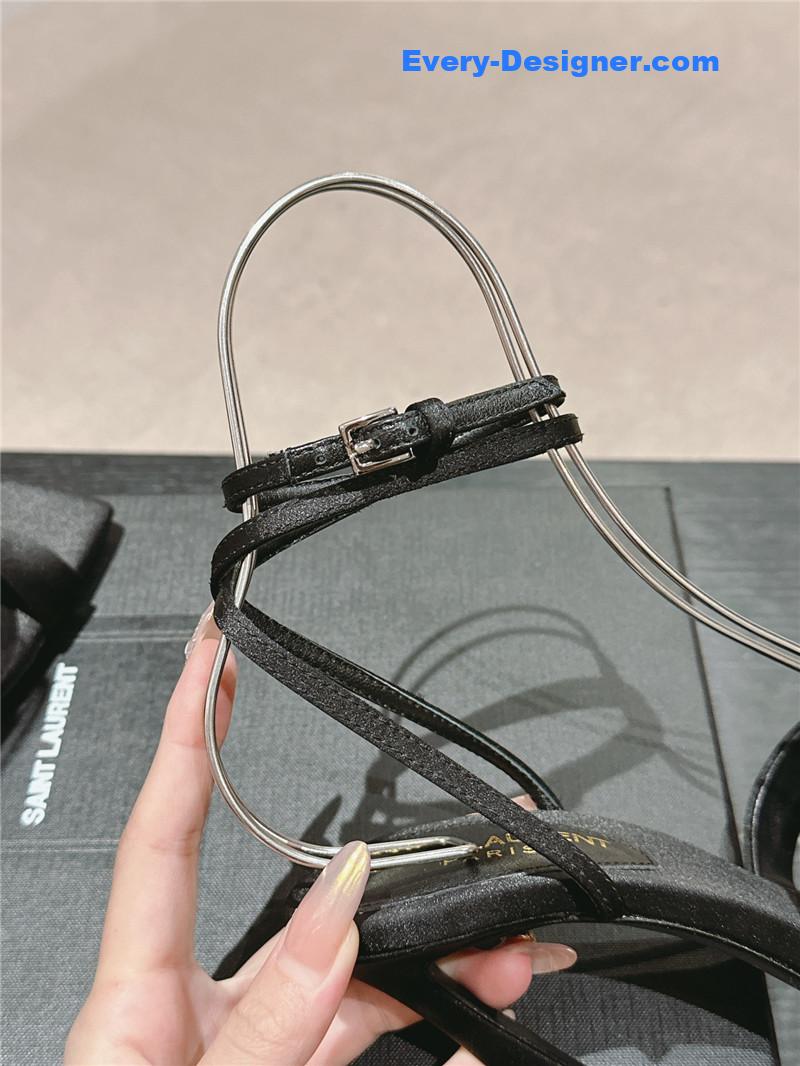 Sa1nt Lau*nt corinne black satin crepe sandals