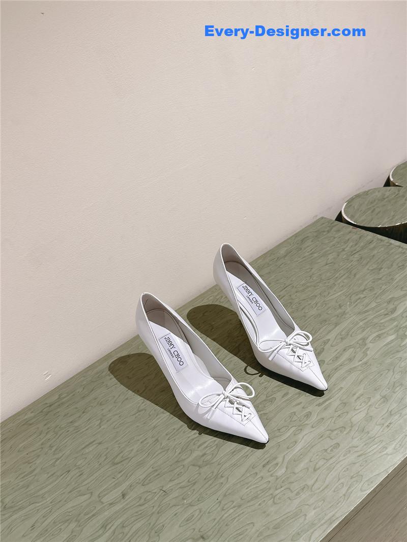 J1m*y Ch00 scarlett 50 white nappa leather pumps
