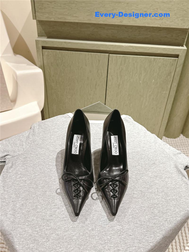 J1m*y Ch00 scarlett 50 black nappa leather pumps