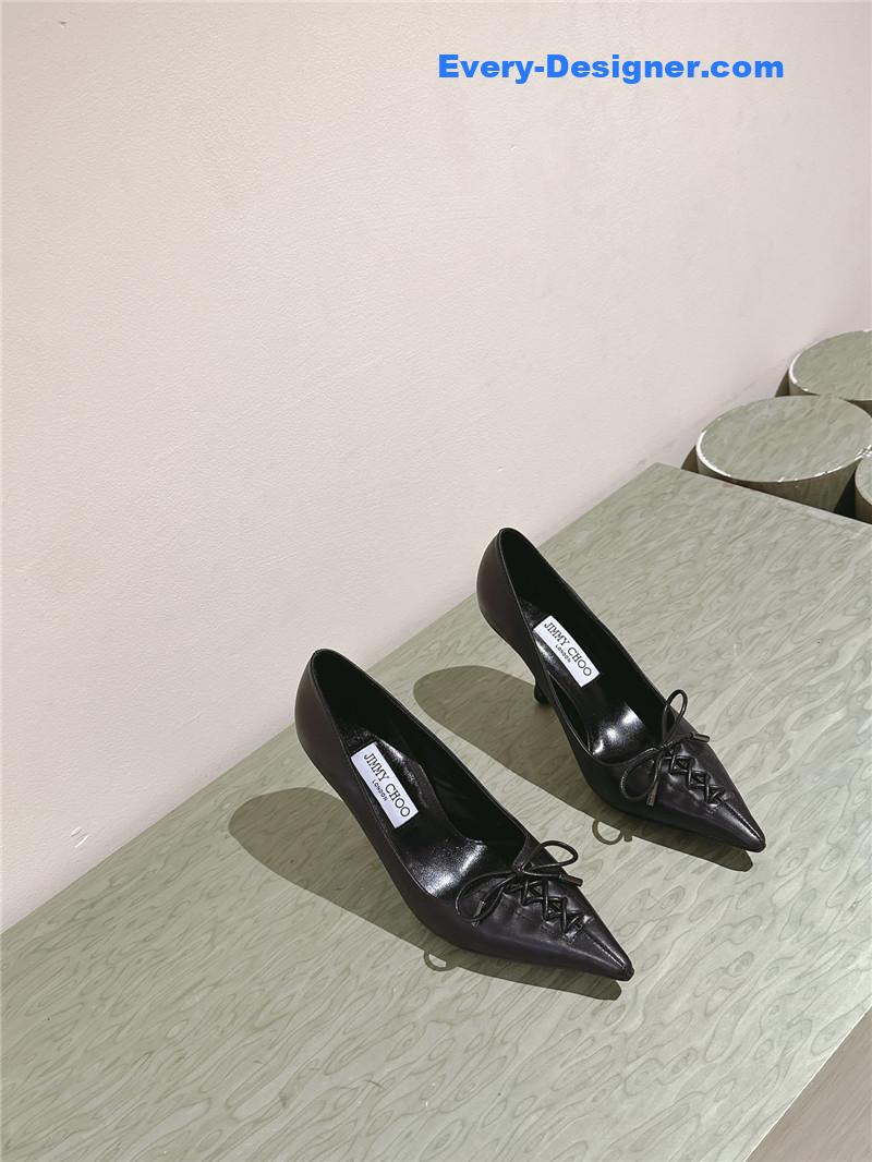 J1m*y Ch00 scarlett 50 black nappa leather pumps